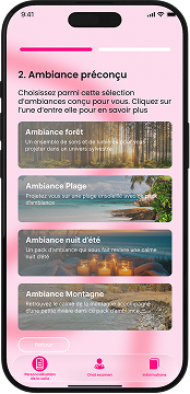 Pre-made ambiance selection screen of the Nami app